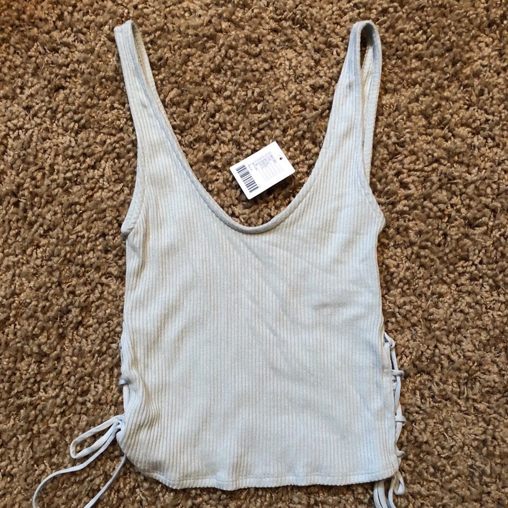 Urban Outfitters Baby Blue Tie Crop Top